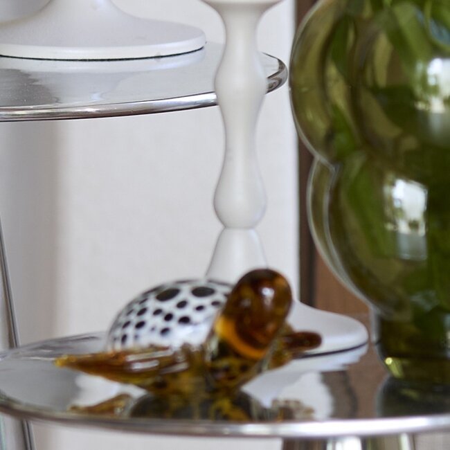 Light en Living Ornament 15,5x14,5x7 cm TURTLE glas amber+wit-zwart