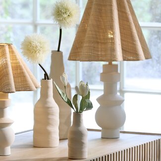 Light en Living Vaas deco Ø12x31 cm SESTO keramiek mat crème