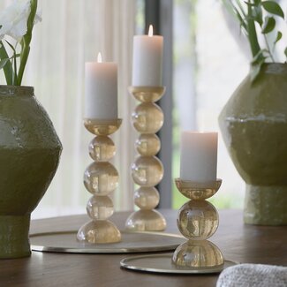 Light en Living Kaarsenhouder Ø9,5X15,5 cm ITINGA glas melk amber