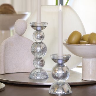 Light en Living Kaarsenhouder Ø10x26,5 cm ITINGA glas  bubbel smoke