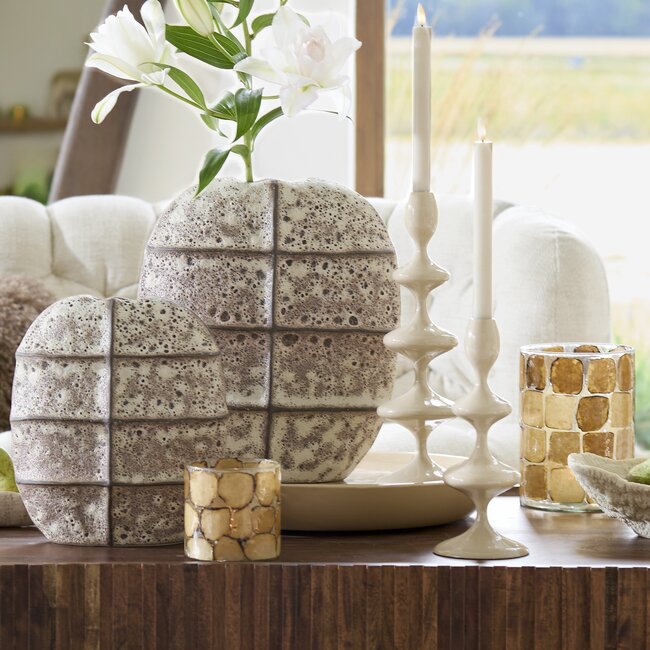 Light en Living Schaal ADA Ø42x5 cm – Glanzend Zandkleurig Keramiek | Light & Living