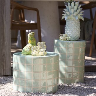 Light en Living Bijzettafel Ø42x34 cm MAUCHO keramiek licht groen+crème