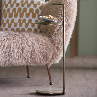 Light en Living Bijzettafel Ø26x76 cm LEDA travertin zand+donker bruin-brons