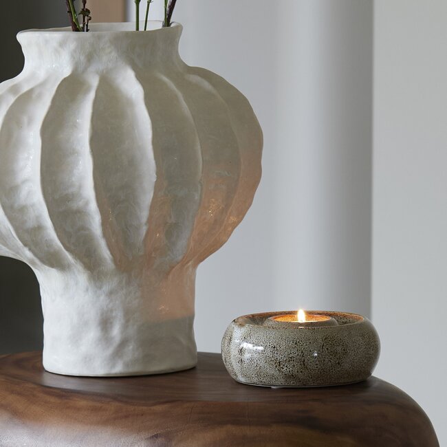Light en Living Theelichthouder Ø12,5x5 cm OTHONI keramiek bruin