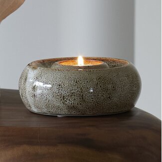 Light en Living Theelichthouder Ø12,5x5 cm OTHONI keramiek bruin