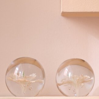 Light en Living Ornament Ø8x8 cm FLOWER glas lichtroze+groen