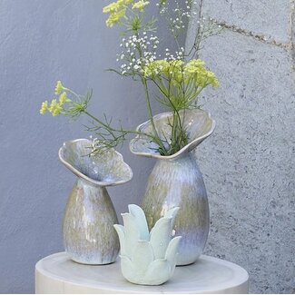 Light en Living Vaas deco Ø14x24 cm CULLA keramiek groen+lichtblauw