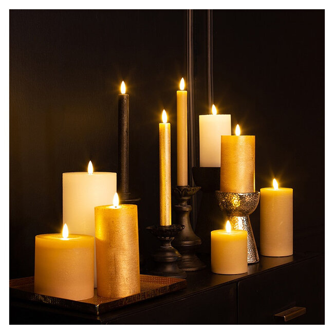 Countryfield LED Licht Dinerkaars Lyon rustiek goud - set van 2