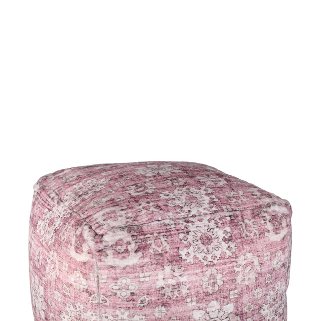PTMD Dazia Donkerroze Poef met Perzische print