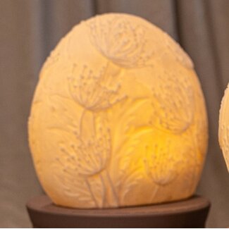 PTMD Hennah witte bloem LED-lampje oplaadbaar ovaal