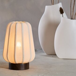 Light en Living Tafellamp Ø20x29 cm BIBURY hout print donker bruin+wit