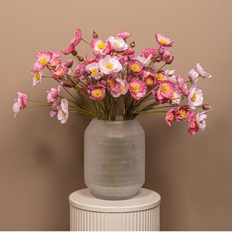 PTMD Kunsttak bosje Roze klaproosbundel met knoppen