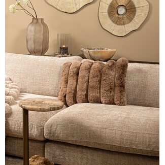 PTMD Kussen Divvo Bruin brede rib rechthoek