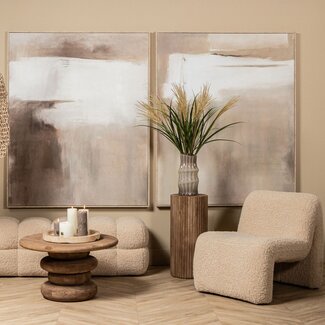 PTMD Zuil Jerra Naturel geribbeld mangohout – set van 2 zuilen