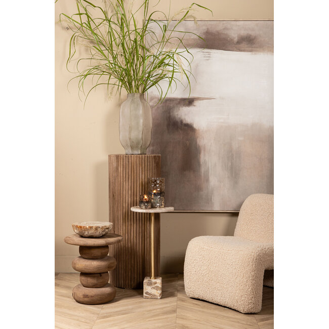 PTMD Zuil Jerra Naturel geribbeld mangohout – set van 2 zuilen