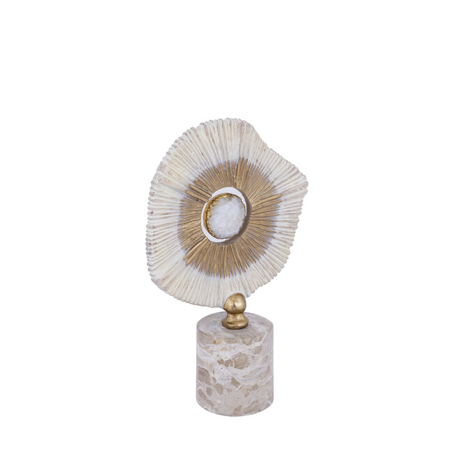PTMD Ornament Rella Beige gegoten aluminium met marmer S