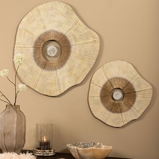 PTMD Wandpaneel Rella Beige gegoten aluminium met centrale steen L