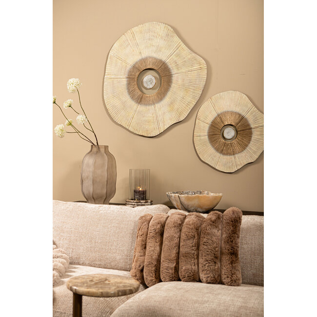 PTMD Wandpaneel Rella Beige gegoten aluminium met centrale steen L