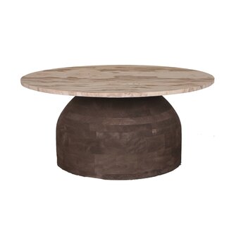 PTMD Salontafel Liora Bruin mangohout met marmeren blad