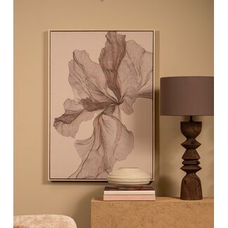 PTMD Wandpaneel Lorinde Lichtbruin canvas Bloemen