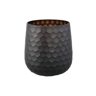 PTMD Vaas Eboney Bruin rond glas cirkel patroon laag