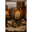 PTMD Theelicht Bridgid Bruin glas met stippen XS