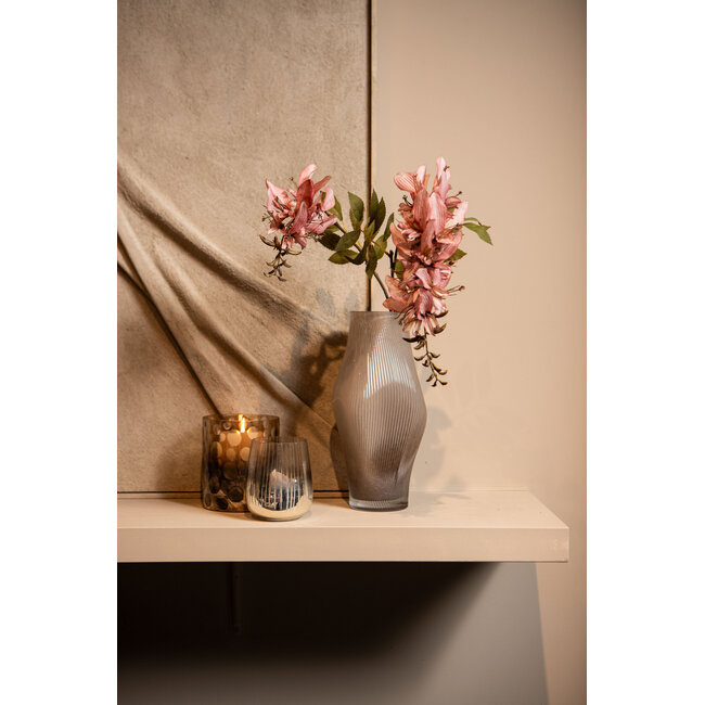 PTMD Theelicht Bridgid Bruin glas met stippen S