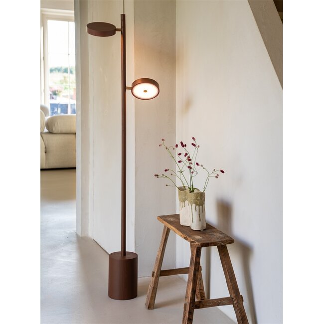 Good&Mojo Vloerlamp essenhout 2-kap OKINAWA bruin