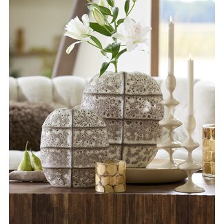 Light en Living Vaas deco 32x16x36 cm MANTU keramiek mat donkerbruin+creme