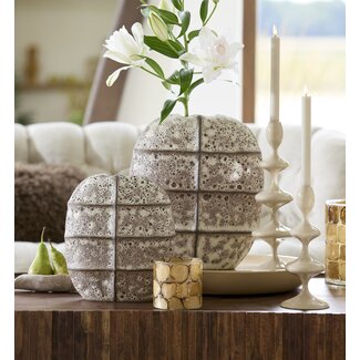 Light en Living Vaas deco 25x12,5x28 cm MANTU keramiek mat donkerbruin+creme