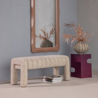 Woood Frex Gestoffeerd Bankje Boucle Bruin [fsc]