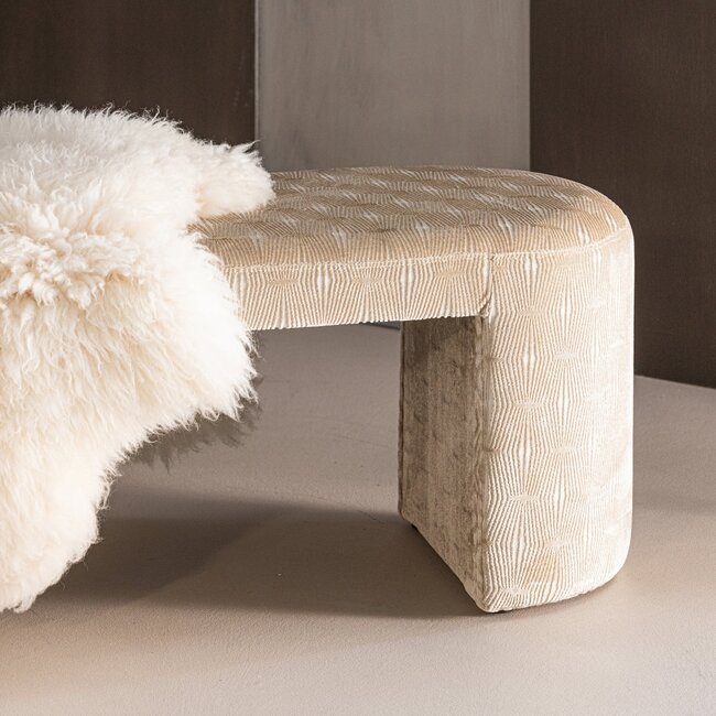 Woood Jacob Gestoffeerd Bankje Streep Dessin Naturel [fsc]