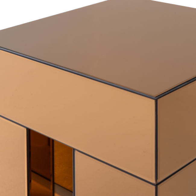 Woood Mirrox Bijzettafel Hout Spiegelglas Bruin [fsc]