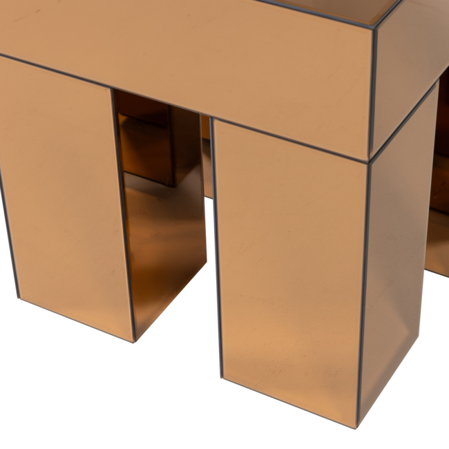 Woood Mirrox Bijzettafel Hout Spiegelglas Bruin [fsc]