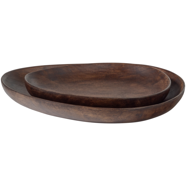 Woood Sevran Dienblad Mangohout Bruin - Set Van 2