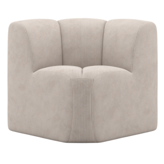 Woood Mojo Eetbank Hoek Met Rugleuning Ribstof Ecru