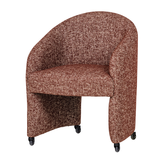 Woood Cordo Eetkamerstoel Met Wielen Melange Roestbruin [fsc]