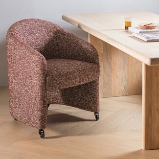 Woood Cordo Eetkamerstoel Met Wielen Melange Roestbruin [fsc]