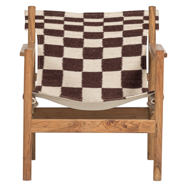 Woood Zano Fauteuil Hout Bruin Met Kelim Zitting Naturel
