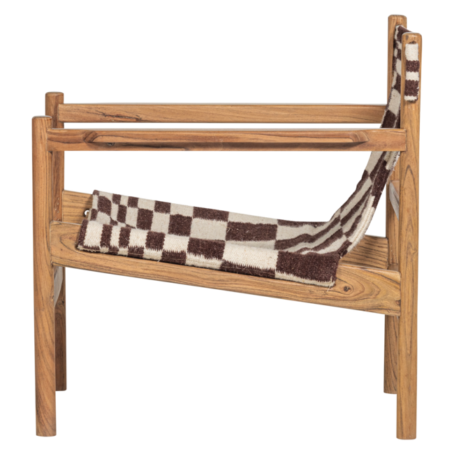 Woood Zano Fauteuil Hout Bruin Met Kelim Zitting Naturel