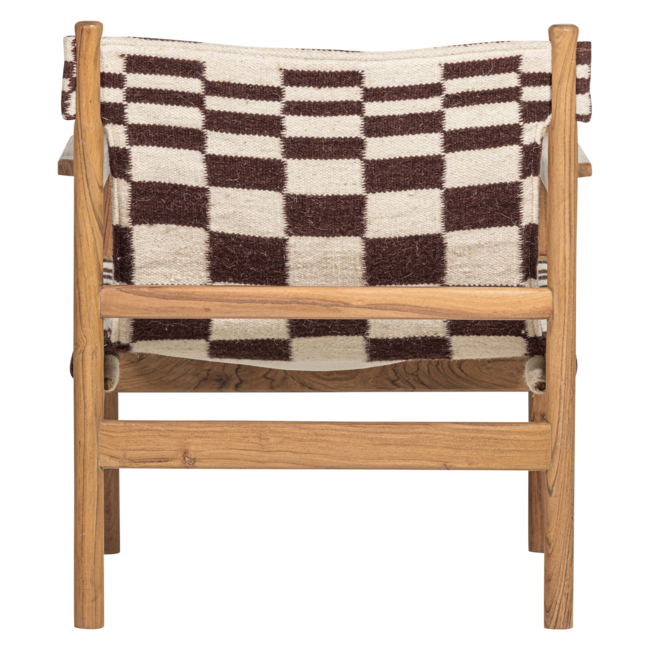 Woood Zano Fauteuil Hout Bruin Met Kelim Zitting Naturel
