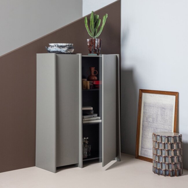 Woood Brock 2-Deurs Kast Essen Fineer Warmgrijs [fsc]