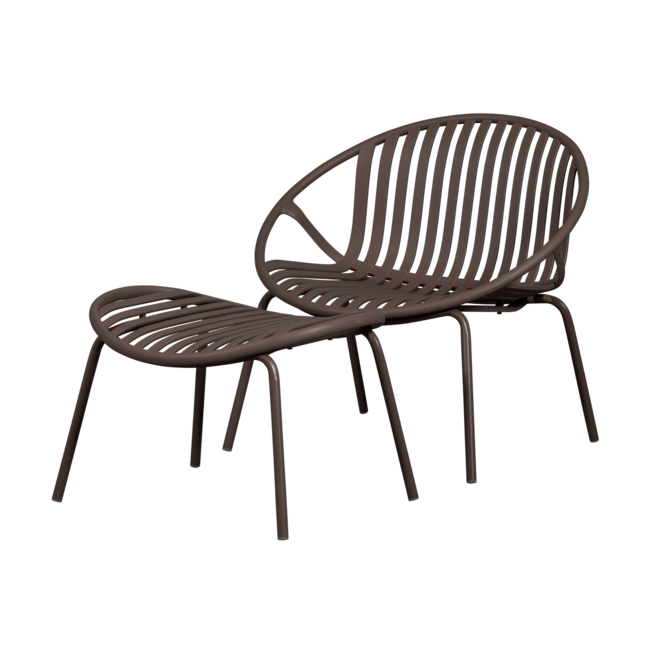 Woood Bruce Tuin Loungestoel + Hocker Pp/Metaal Paars/Bruin