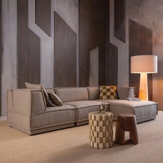 Woood Manu Chaise Longue Bank Rechts Grove Chenille Naturel [fsc]