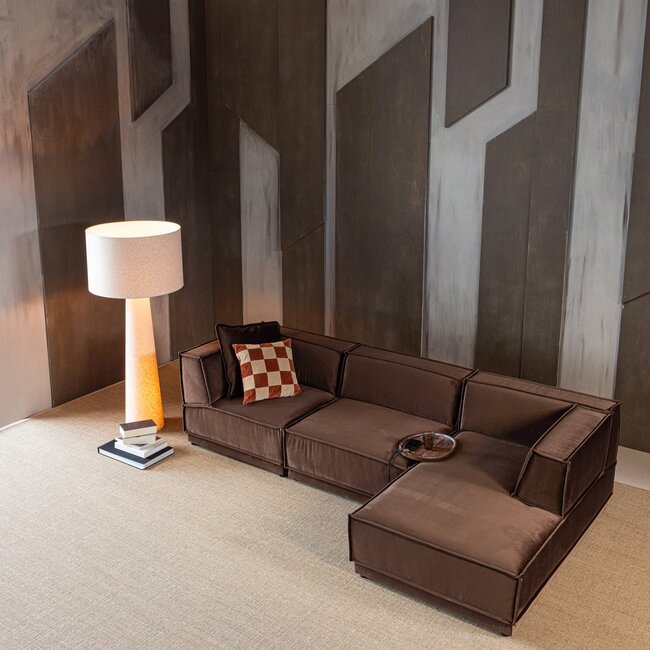 Woood Manu Chaise Longue Bank Rechts Velvet Bruin [fsc]