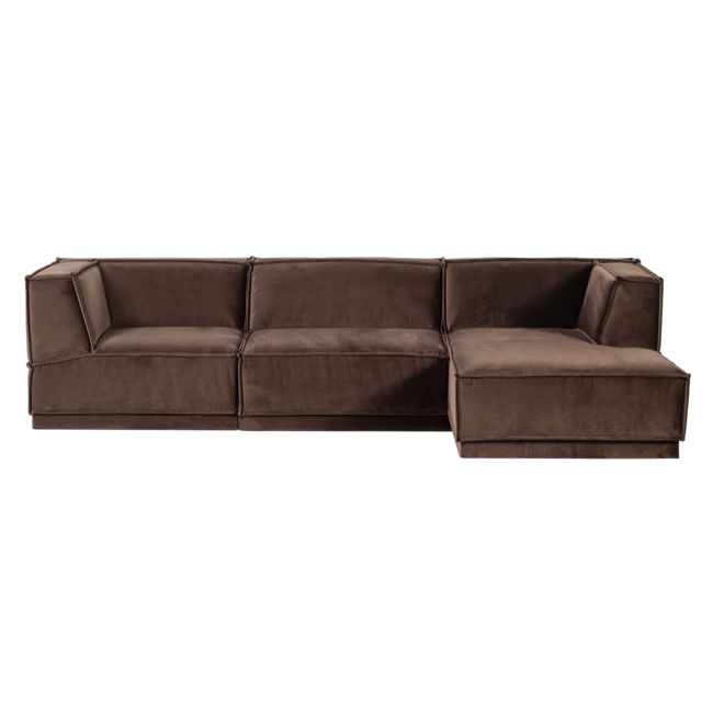 Woood Manu Chaise Longue Bank Rechts Velvet Bruin [fsc]
