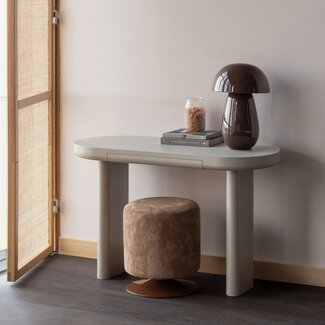 Woood Islen Poef Met Draaivoet Boucle Bruin