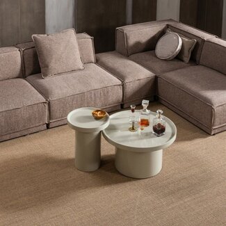 Woood Veluna Bijzettafel 51x40 Cm Hout Hoogglans Zand [fsc]