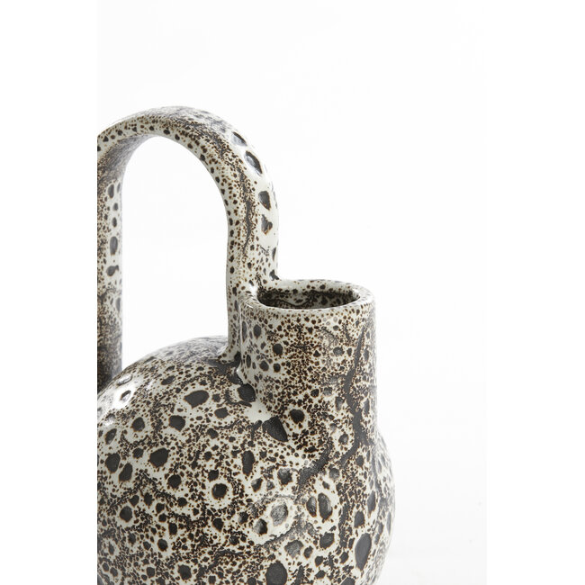 Light en Living Vaas deco 16x15,5x26 cm SERRES keramiek creme +  zwart