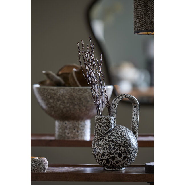 Light en Living Vaas deco 16x15,5x26 cm SERRES keramiek creme +  zwart